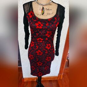 Woman Lace dress small/medium  red and black new with tag